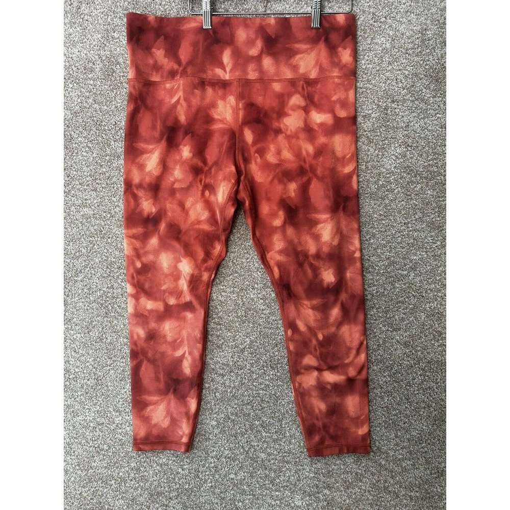 Athleta Elation Printed 7/8 Tight Leggings Serene Island Coral Women's Size XL